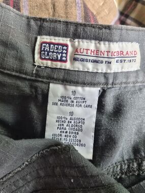 Faded Glory Gray Utility Cotton Shorts with Hook-and-Loop Waist
